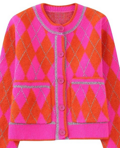 Sweet and sassy argyle print cardigan