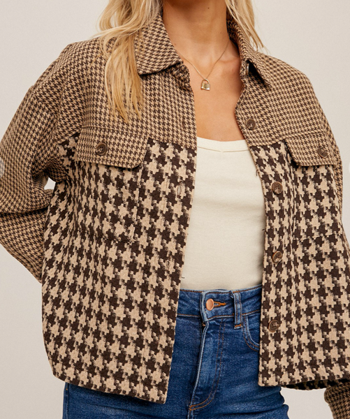 Rory Houndtooth Crop Jacket