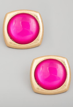 Square pink earring