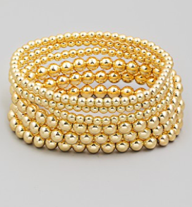 Gold bead stack bracelet