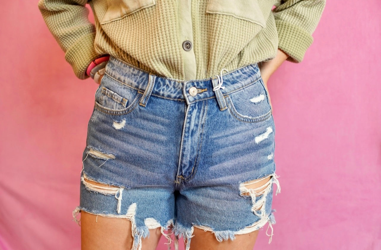 VERVET distressed denim shorts