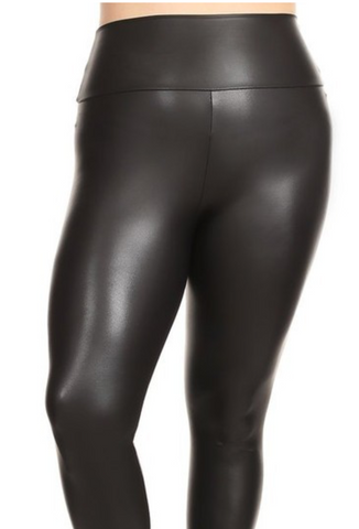 Cruisin Faux Black Leather Legging- Plus