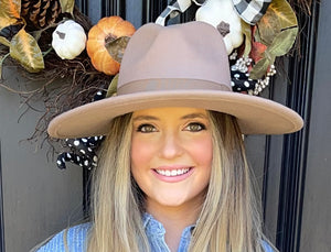 Taupe wide brim hat